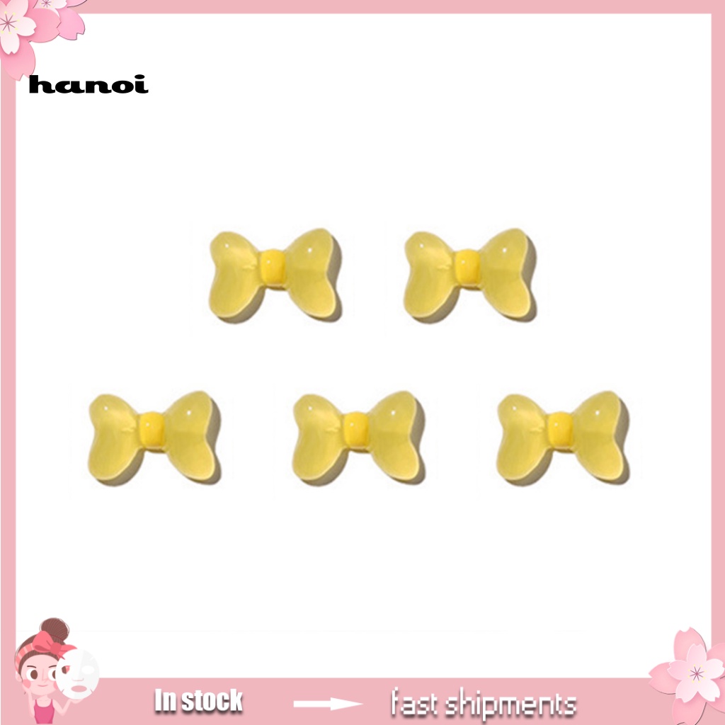 Han_ 5Pcs / Set Ornamen Pita Bahan Resin Tanpa Bau Untuk Dekorasi Nail Art / Manicure DIY