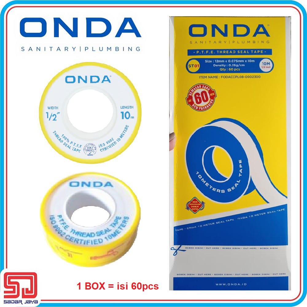 Jual ONDA Seal Tape ST01 1BOX isi 60pcs 12mm 1/2" Solatip Kran Shopee Indonesia