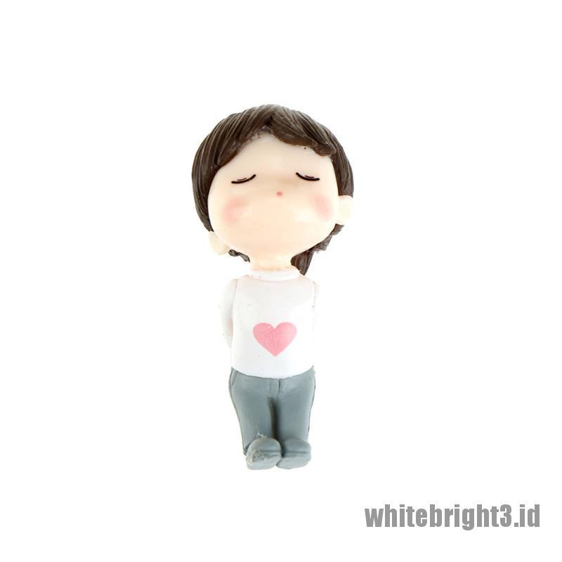 (white3) 2pcs Miniatur Pasangan Berciuman Untuk Dekorasi Taman Peri / Terrarium