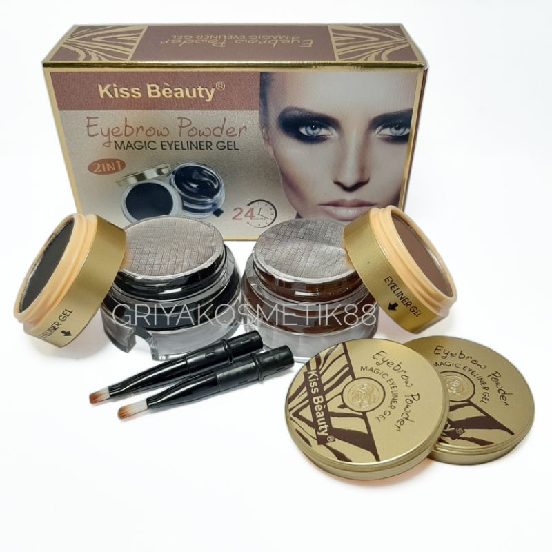 KISS BEAUTY EYEBROW POWDER &amp; MAGIC EYELINER GEL 2IN1