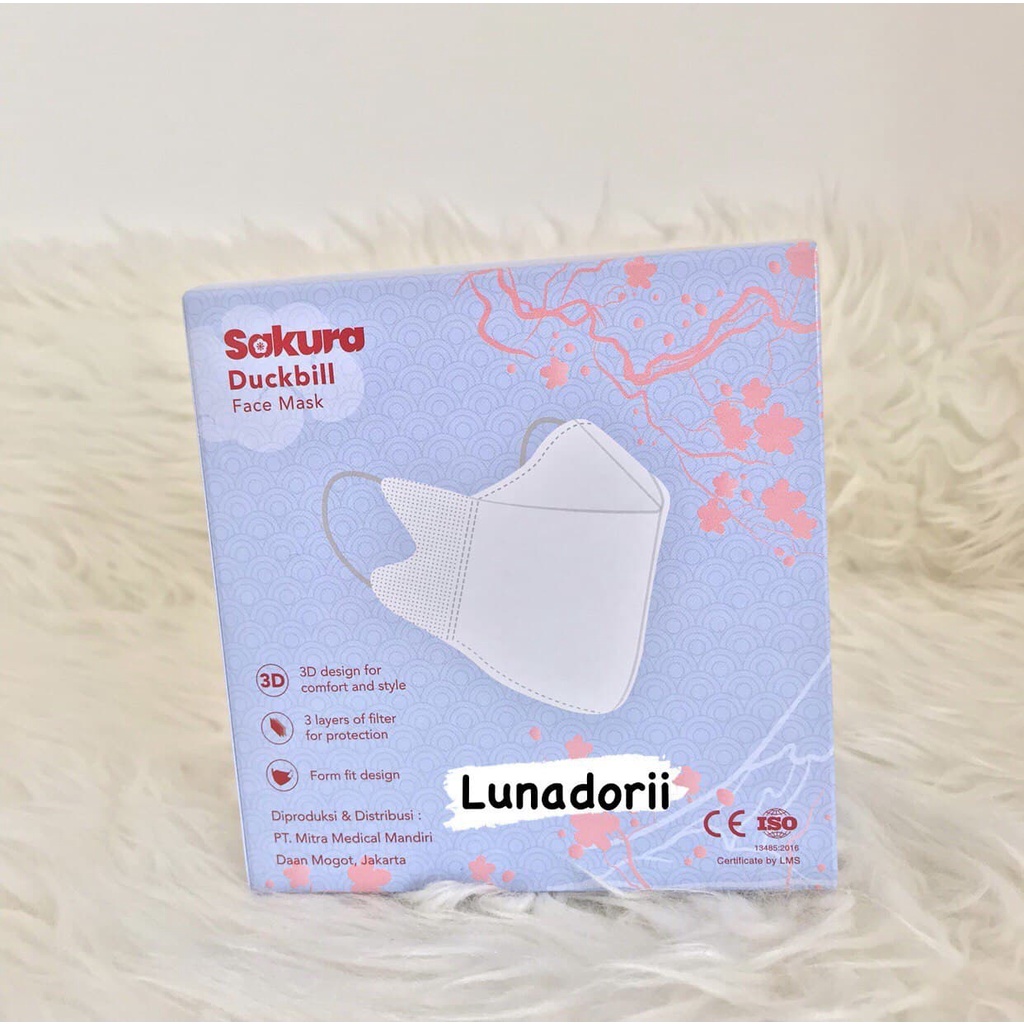Masker Duckbill Face Mask 3ply Sakura by SEVEN isi 50pcs