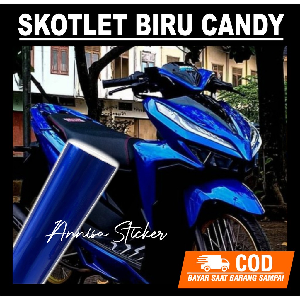 Skotlet Biru Candy Metalic / Stiker biru Metalik