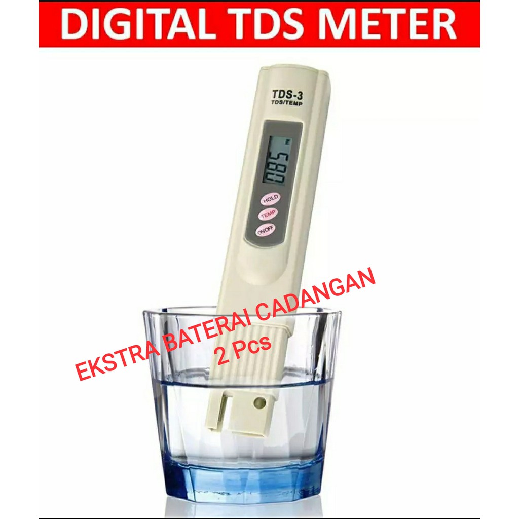 TDS Meter BONUS 3 BATERAI CDANGAN - Alat Ukur Ppm Nutrisi Hidroponik TDS / ALAT UKUR NUTRISI