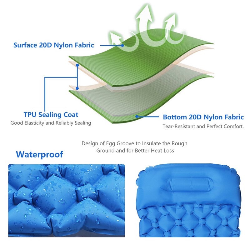 Encampment Kasur Matras Angin Inflatable Bed Air Cushion for Sleeping Bag - NH18 - Blue