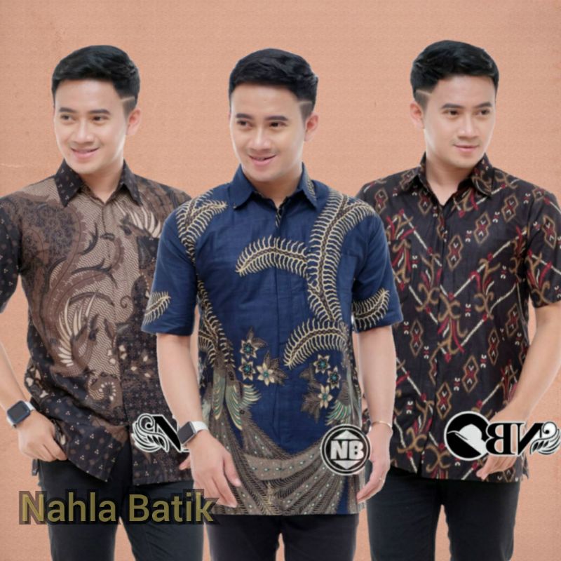 [TERBARU] Batik Pria Lengan Pendek premium BATIK BERKAH HRB026 motif KERATONAN Kode 002 size M L XL