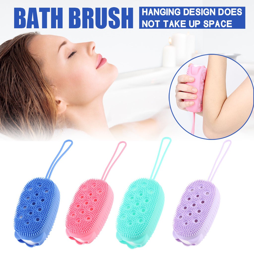 4 Colours Bath Shower Silicone Body Brush With Sponge Exfoliating Wash  Clean Dead Skin Scrub | Shopee Indonesia