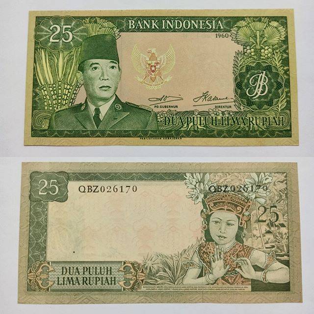 Uang 25 Soekarno 1960 Au