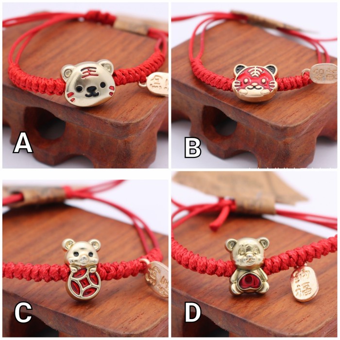 Gelang Merah Hoki Liontin Macan Emas Tali Merah Kado Imlek lucky Charm Harga Grosir Termurah