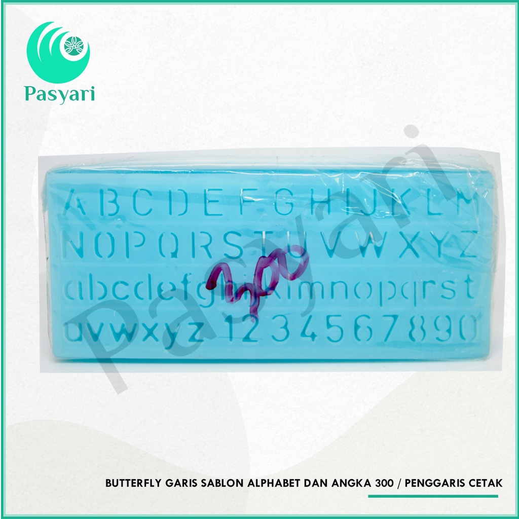 

Butterfly Garis Sablon Alphabet dan Angka 300 / Penggaris Cetak