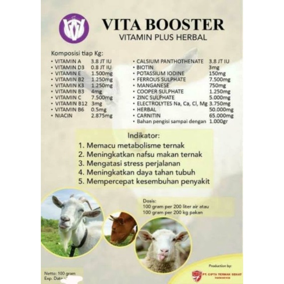 Vita Booster Multi Vitamin Terbaik untuk Sapi dan Kambing