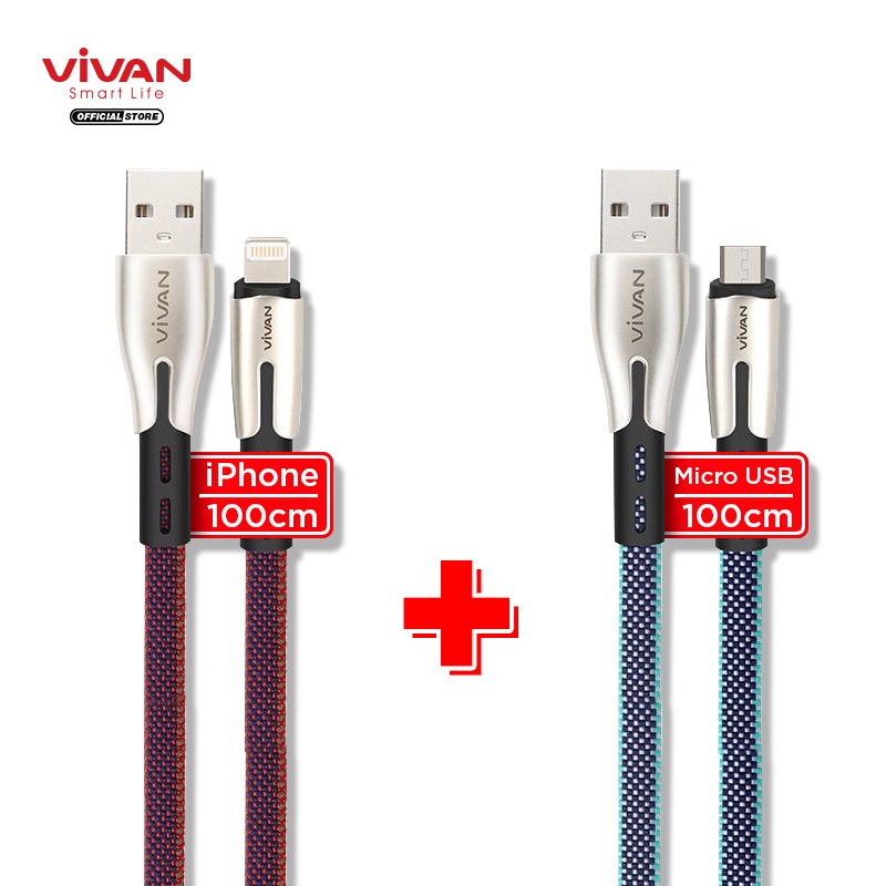 VIVAN Kabel Data USB Micro Fast Charging Original BTK-M 2.4A Android + Kabel iPhone BTK-L