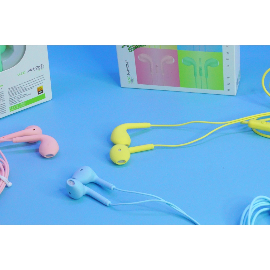 (ba) Hf /Handsfree Headset U-19 Macaron Matte Dove Good Quality