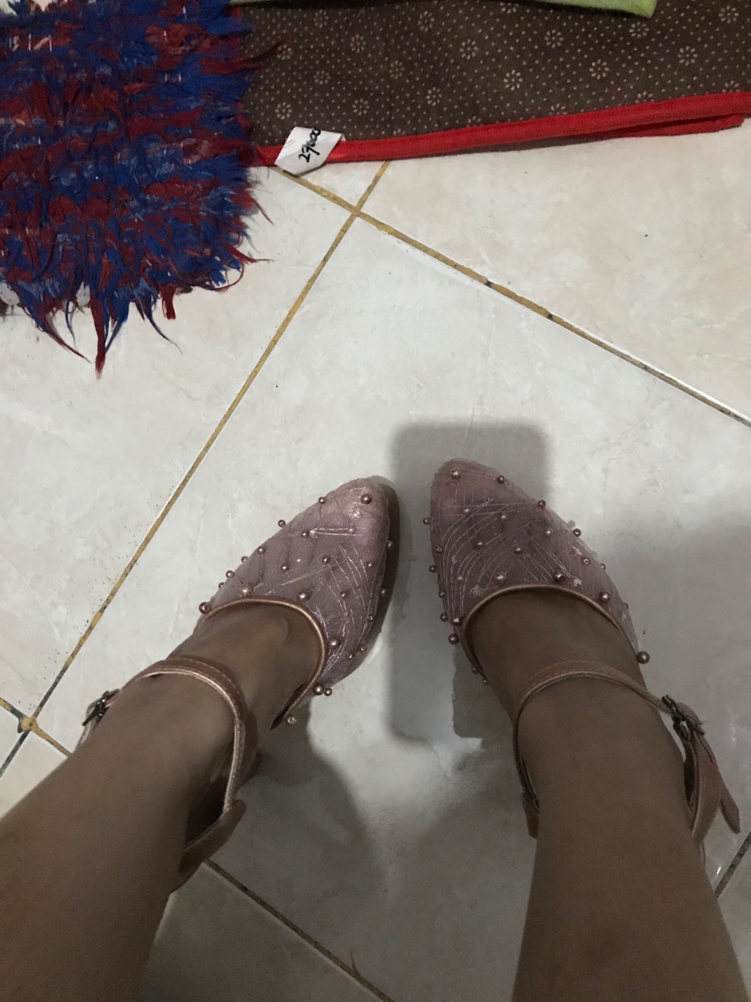 Sepatu Purri Rosegold Abstrak Lace Mutiara Tabut Tinggi 12cm