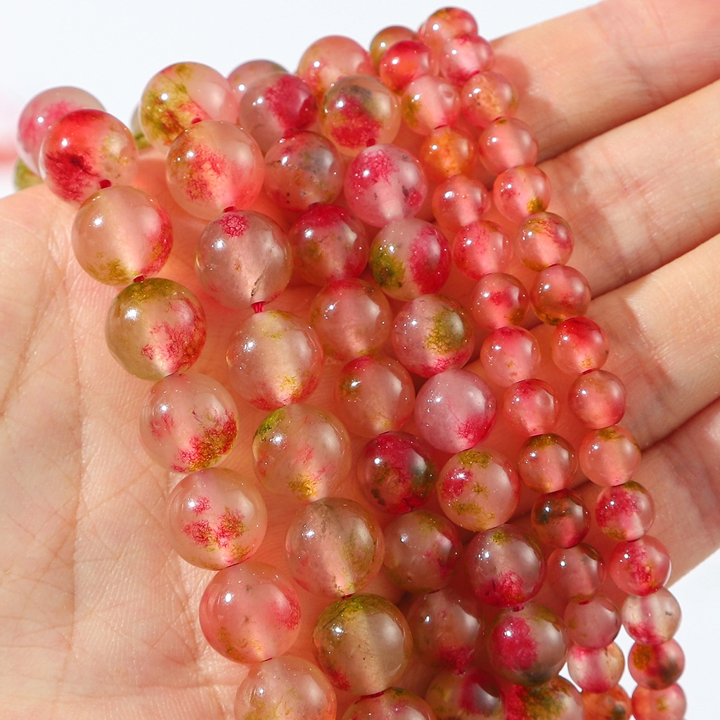 High Quality Mixed Color Watermelon Crystal Round 6/8/10mm Gem Loose Natural Beads Strand DIY Creative Jewellery Making