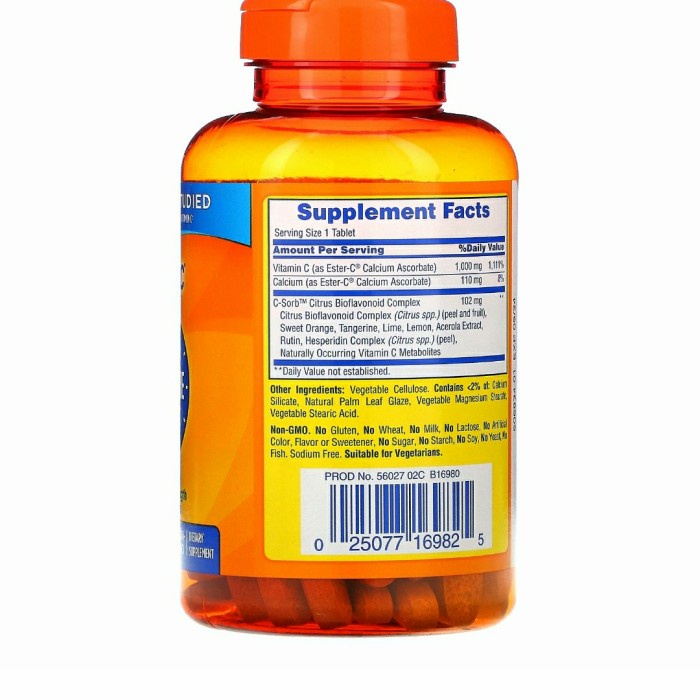 Nature's Bounty Ester C 1000 mg 24 hour immune support 120 Tabs