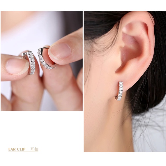 anting silver mata zircon satu baris