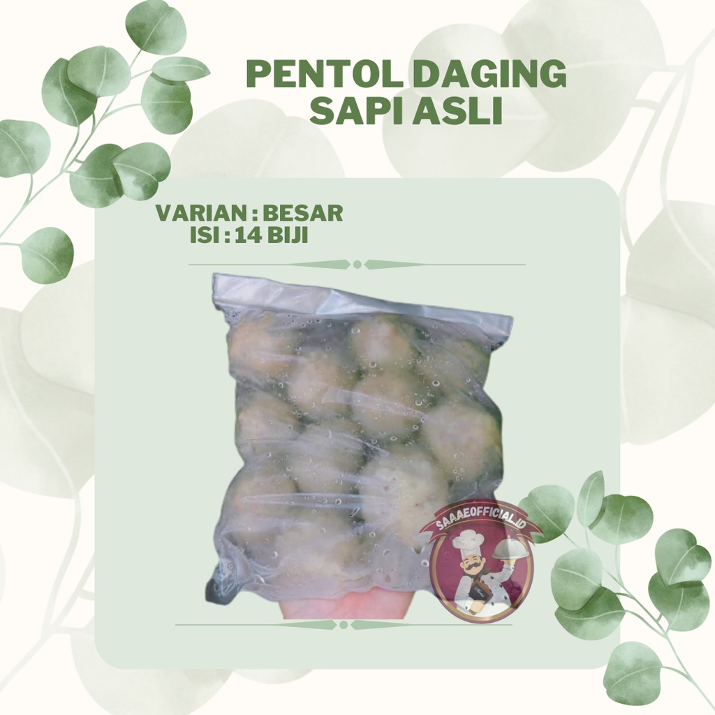 

Pentol Beku Daging Sapi Asli, Pentol Daging Sapi Asli Isi 14 Biji, Pentol Daging Sapi Varian Besar