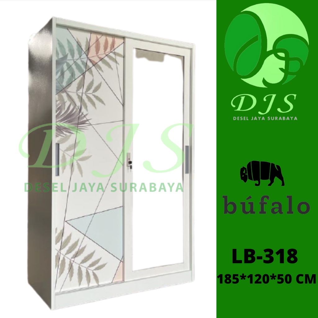 Lemari Baju Besi Sliding LB-318 - Lemari sliding Baju - Lemari Pakaian lebar 120 cm JUMBO - Lemari P