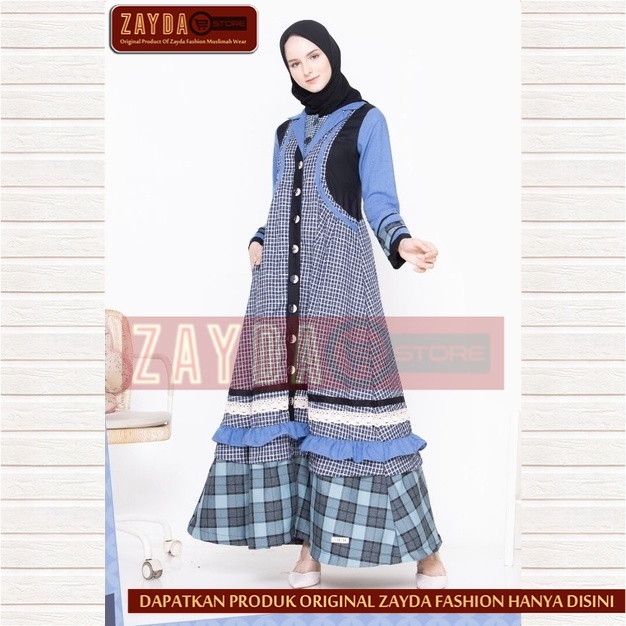 Gamis Remaja Terbaru Gamis Zayda Fashion Gamis Wanita Katun Original ZG80 Blue
