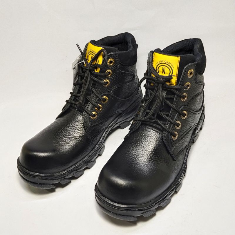 Sepatu safety boots pria kulit asli ujung besi baja sefty cowok sepatu Septi proyek