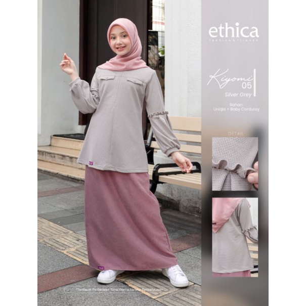 Setelan Premium Kiyomi 05 Silver Grey by Ethica|Setelan Remaja|Setelan Rok Teeneger|Setelan Anak Rem