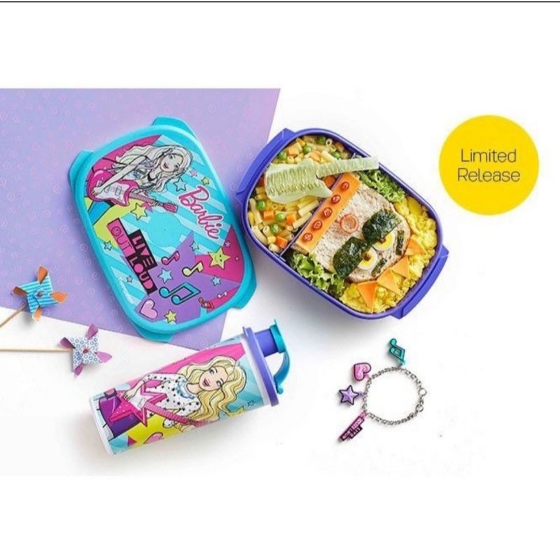 tempat makan anak tupperware barbie lunch set