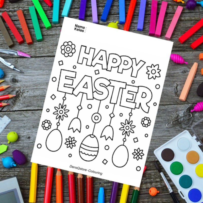 

Kertas Mewarnai Gambar Tema Easter Egg / Kertas Gambar (10 Lembar Gambar)