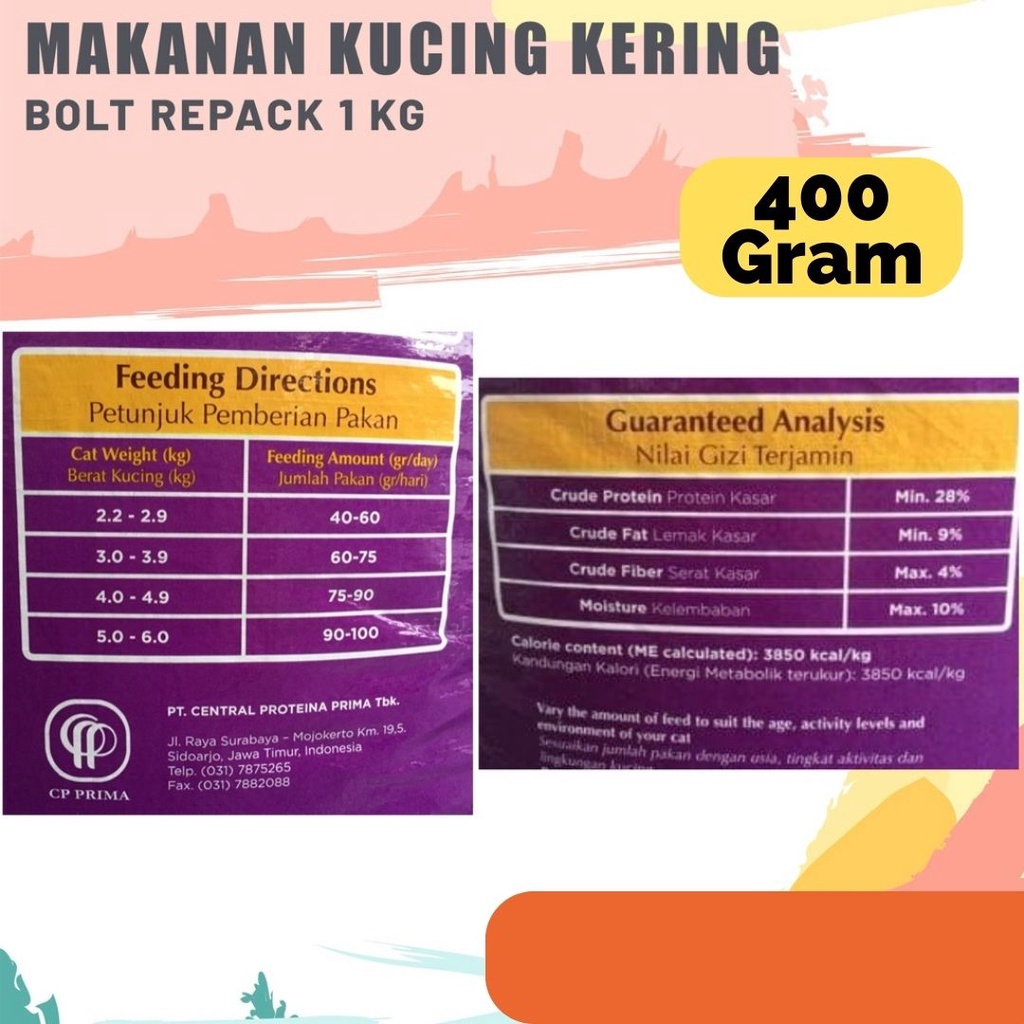 Makanan Kucing Bolt Pakan Kucing Bolt Catfood Varian Lengkap Murah FEFARM