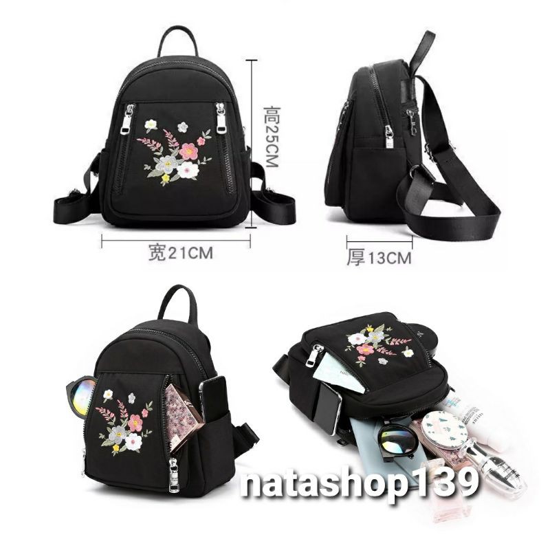 Hot Sale 2020 Fashion Women Backpack Flower Bordir Beautiful Bag Travel Student School Small Casual