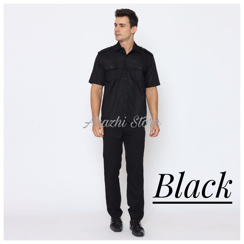 Kemeja Pangkat Pendek Hitam Pria Seragam PDH Kemeja Pria Lengan Pendek Kemeja Tactical Kemeja PDL Hi