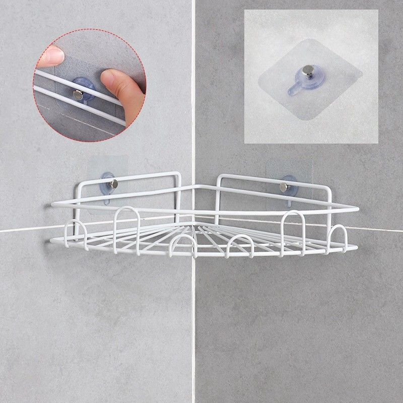 RAK SUDUT GANTUNG KAMAR MANDI / RAK DAPUR BESI RAK DINDING TRIANGULAR ORGANIZER SHELF SERBAGUNA