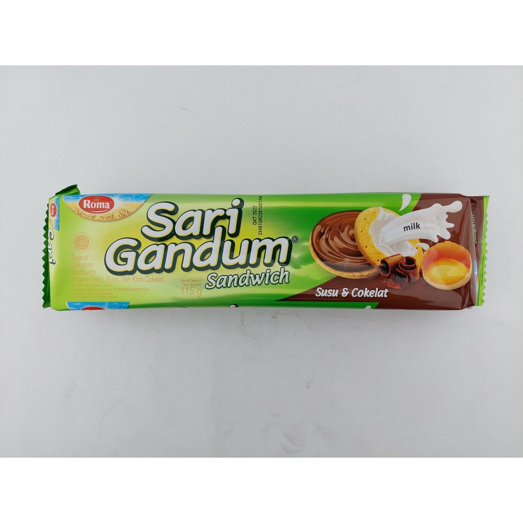 

ROMA SARI GANDUM PACK 108 GR SANDWICH SUSU DAN COKLAT