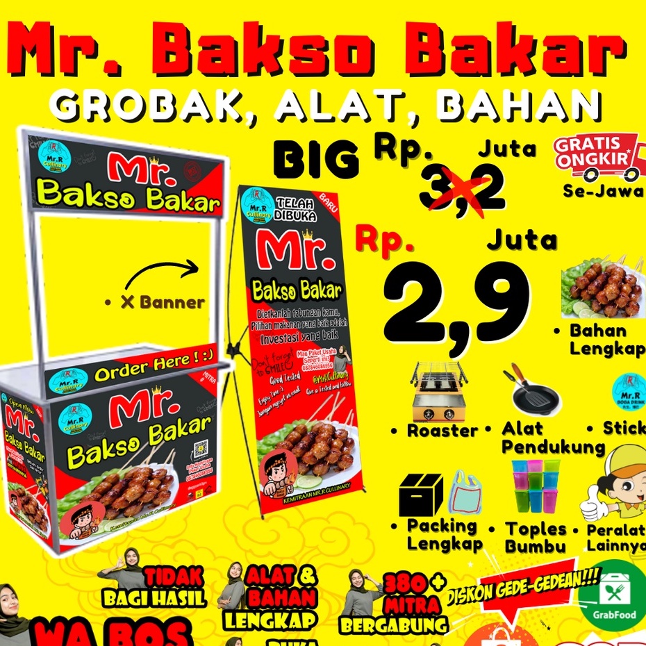 

Mr.BASO BAKAR NEW|| MR.R CULLINARY (FRANCHAISE,PAKET USAHA,KEMITRAAN) GROBAK/BOOTH PORTABLE,ALAT LENGKAP, DAN BAHAN BAKU UTAMA