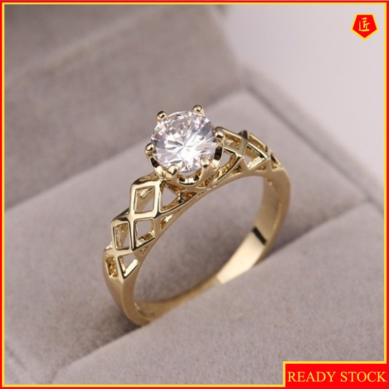 [Ready Stock]Fashion Personality 18K Gold Inlaid Diamond Ring