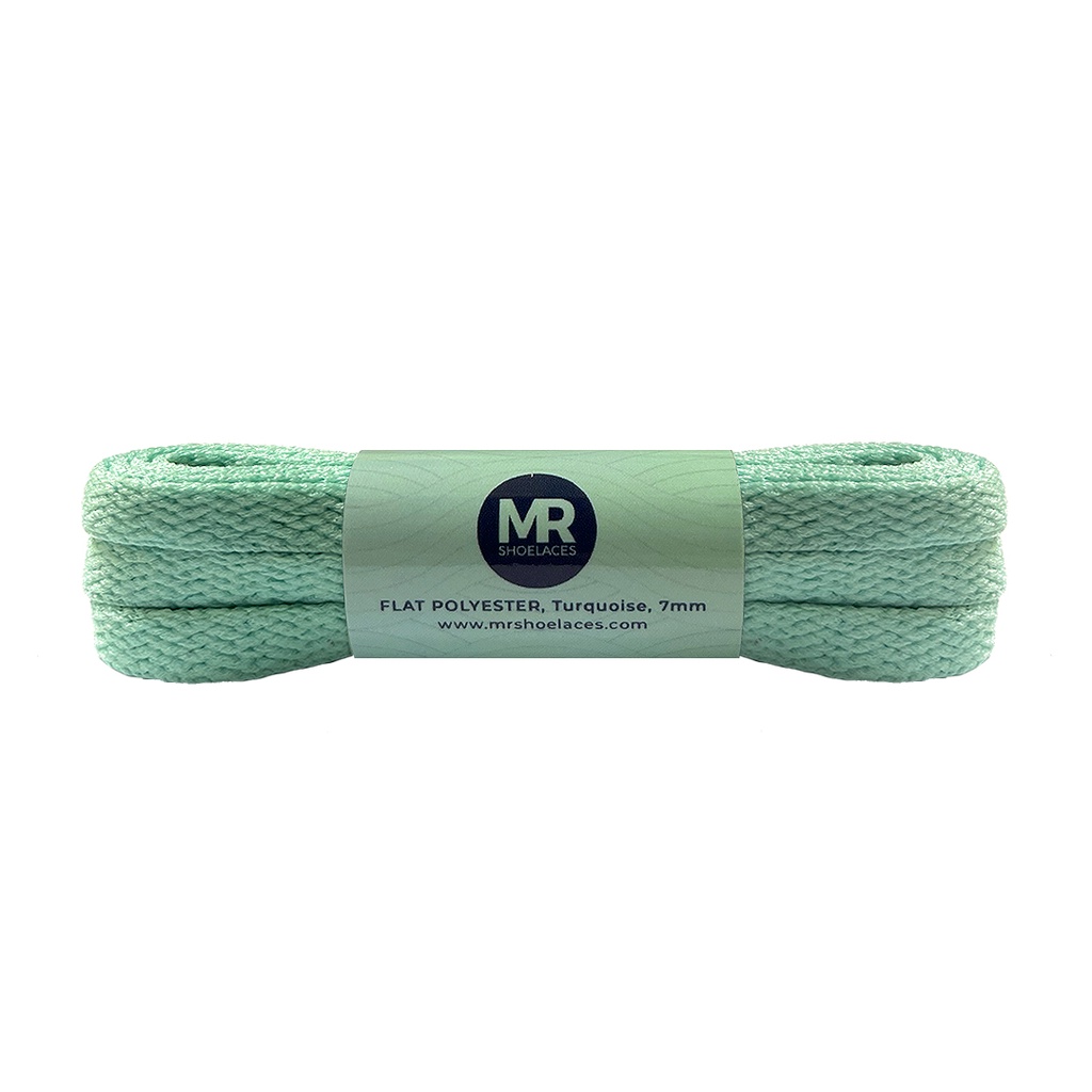 MR Shoelaces FP63 Turquoise (Tosca) Tali Sepatu Pipih Flat 7mm 90cm 100cm 120cm 150cm 180cm 200cm Polyester Premium