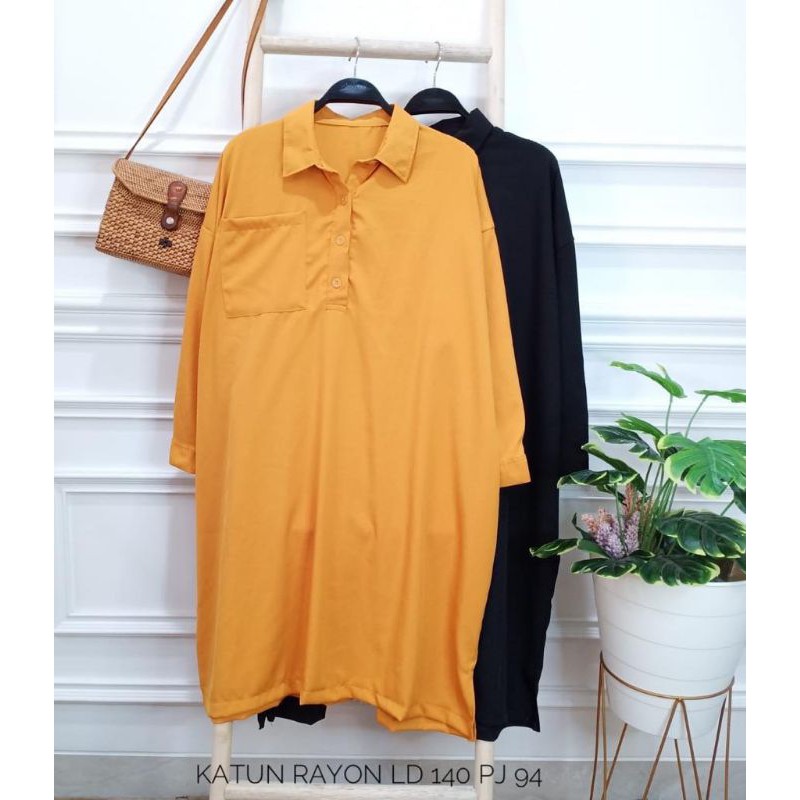 Tunik katun rayon polos jumbo