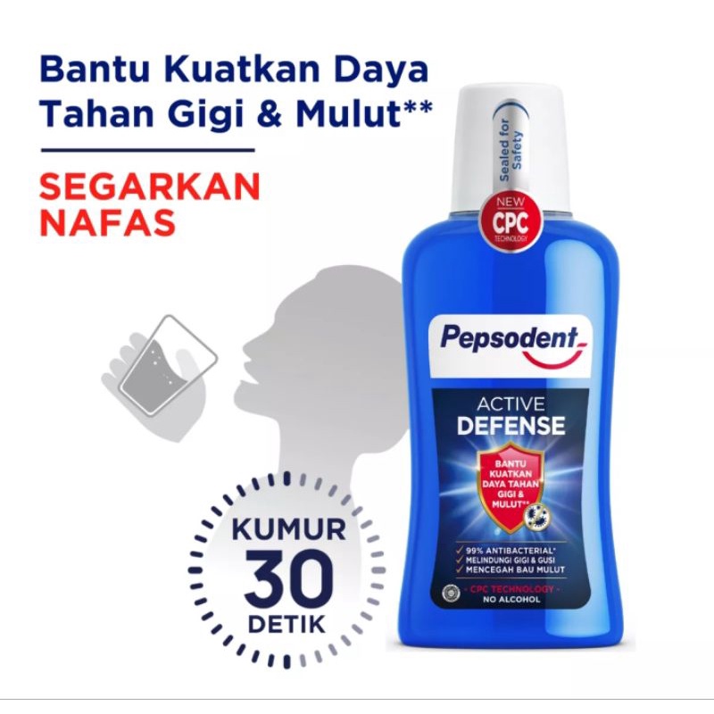 Pepsodent Mouthwash Active Defense 300ml Obat Kumur Anti Bakteri dengan Teknologi CPC