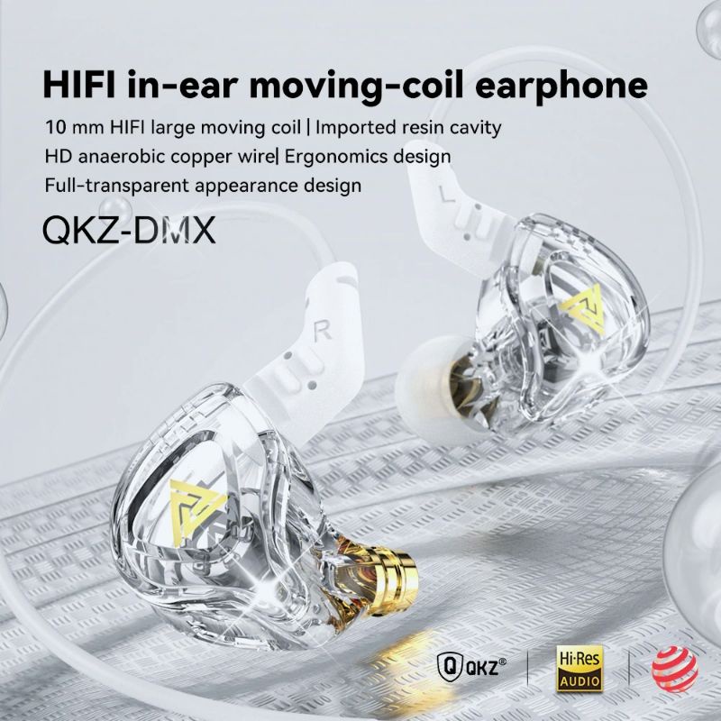 QKZ AK6 DMX Earphone HiFi Bass Dual Drive Wired Headphones with Mic Noice Cancelling Headset Music Sport