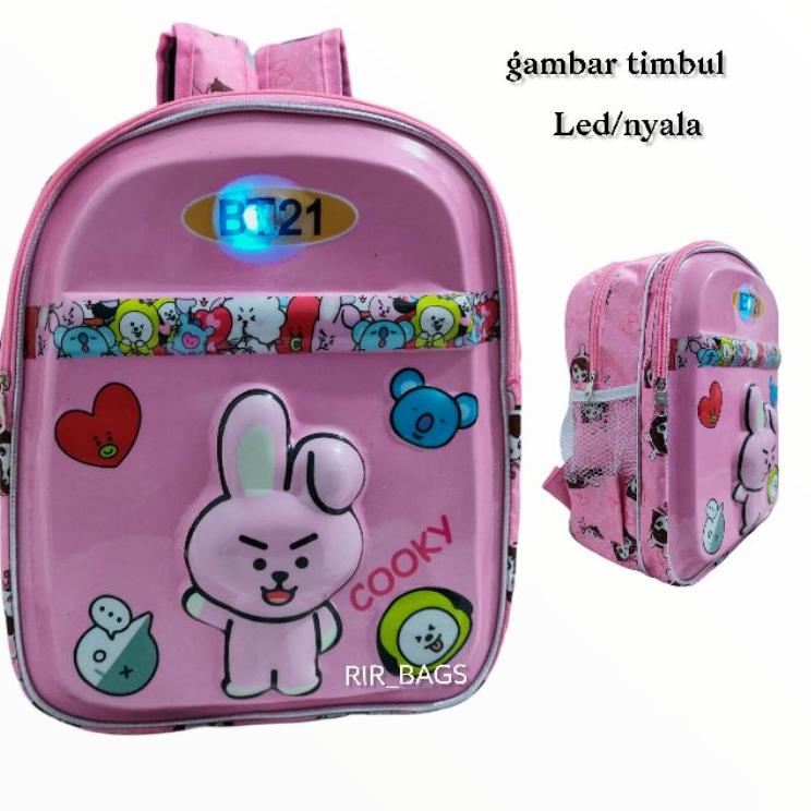 Barang Pilihan.. Tas sekolah anak bt21 LED TK/Tas ransel sekolah anak TK LED/Tas anak cooky LED TK/T
