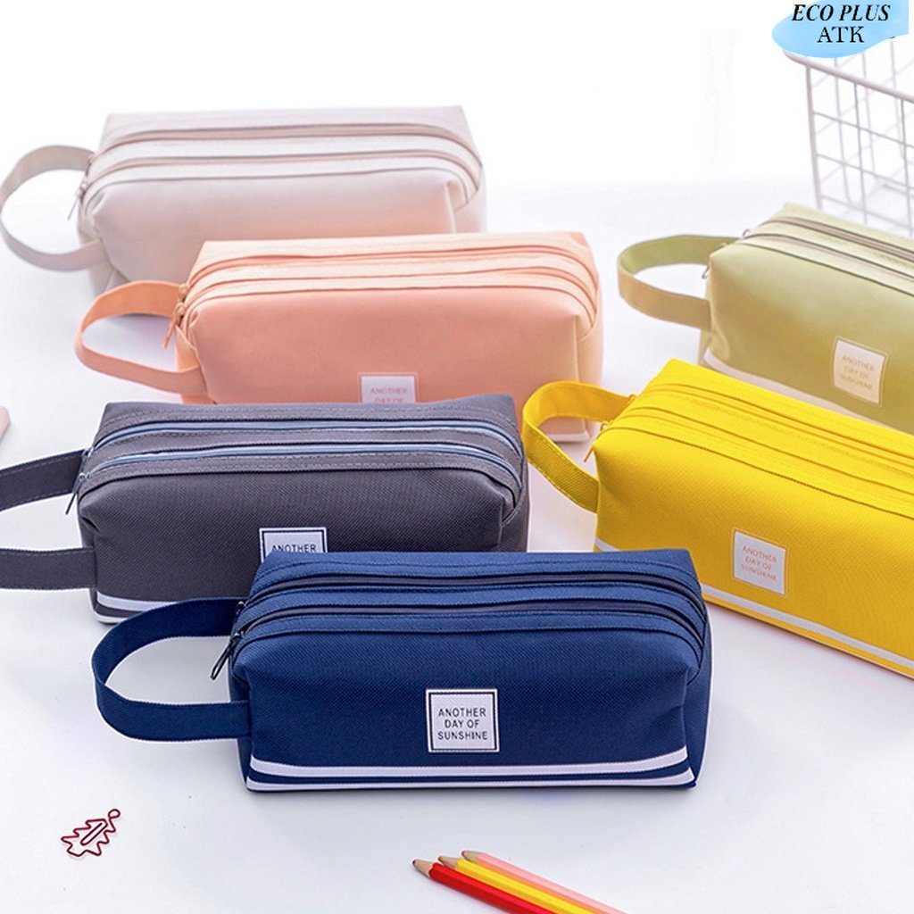 Pencil Bag Large Capacity Tempat Pensil Polos Perlengkapan Kantor Sekolah