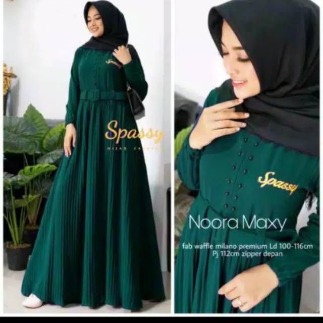 Ready gamis Noora Maxy warna hijau botol