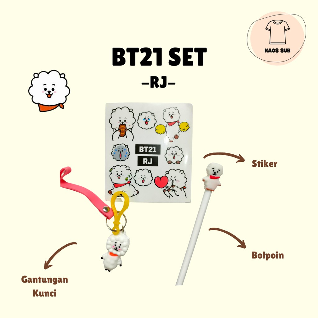 [RJ]/ [JIN] BT21/ STIKER BT21 / GANTUNGAN KUNCI BT21/ BOLPEN BT21/ BT21 SET