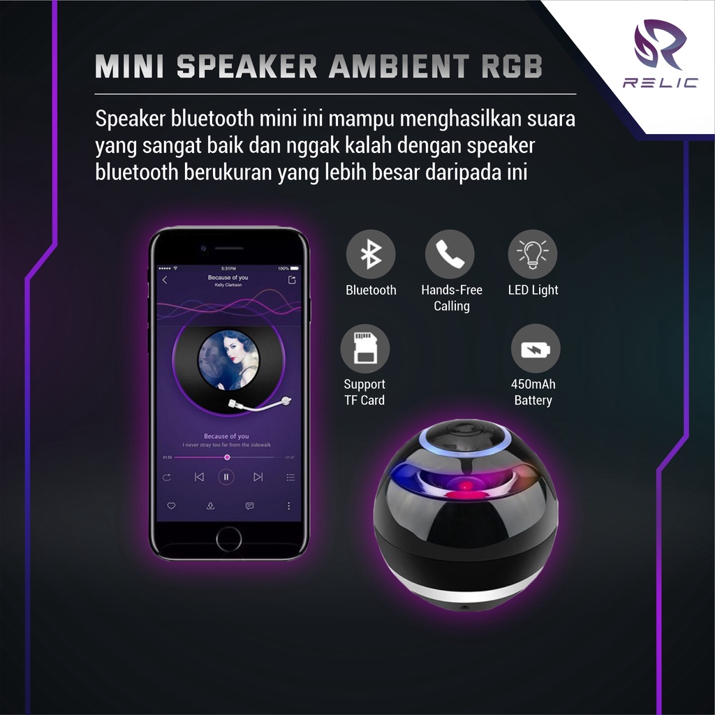 Speaker Bluetooth Mini Portable Import Pengeras Suara Perangkat Audio Premium Termurah Berkualitas by Relic