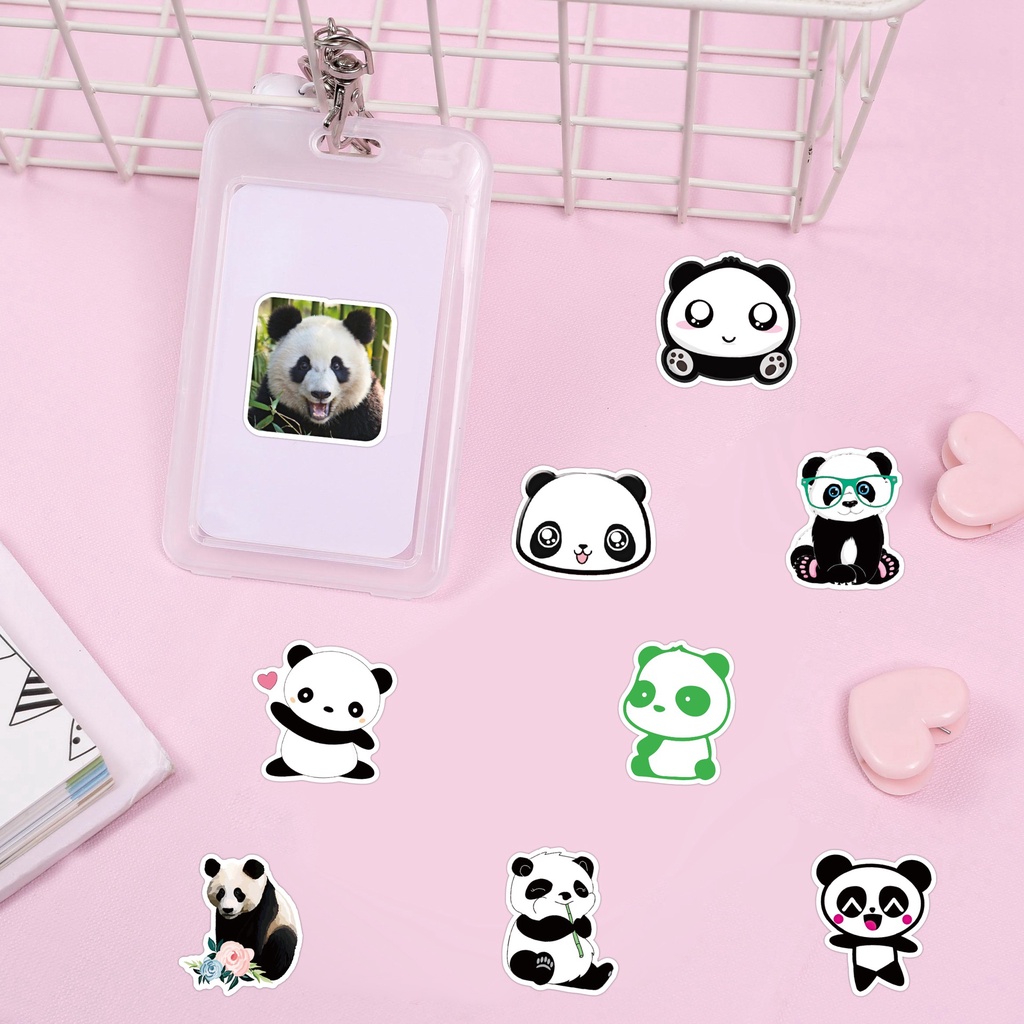 50 panda lucu stiker kartun panda termos Piala stiker bagasi kasus telepon tangan Buku stiker kecil