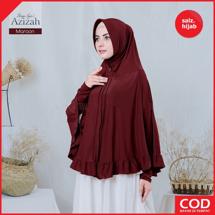 Hijab Jilbab Bergo Lengan Tangan Panjang Jumbo Kerudung Jersey Jilbab Lengan Azizah-3