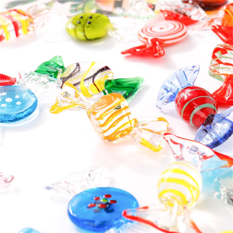 TK 60pcs Vintage Murano Style Glass Sweets Candy Ornament for Home Party Wedding Christmas Festival Decorations Gift