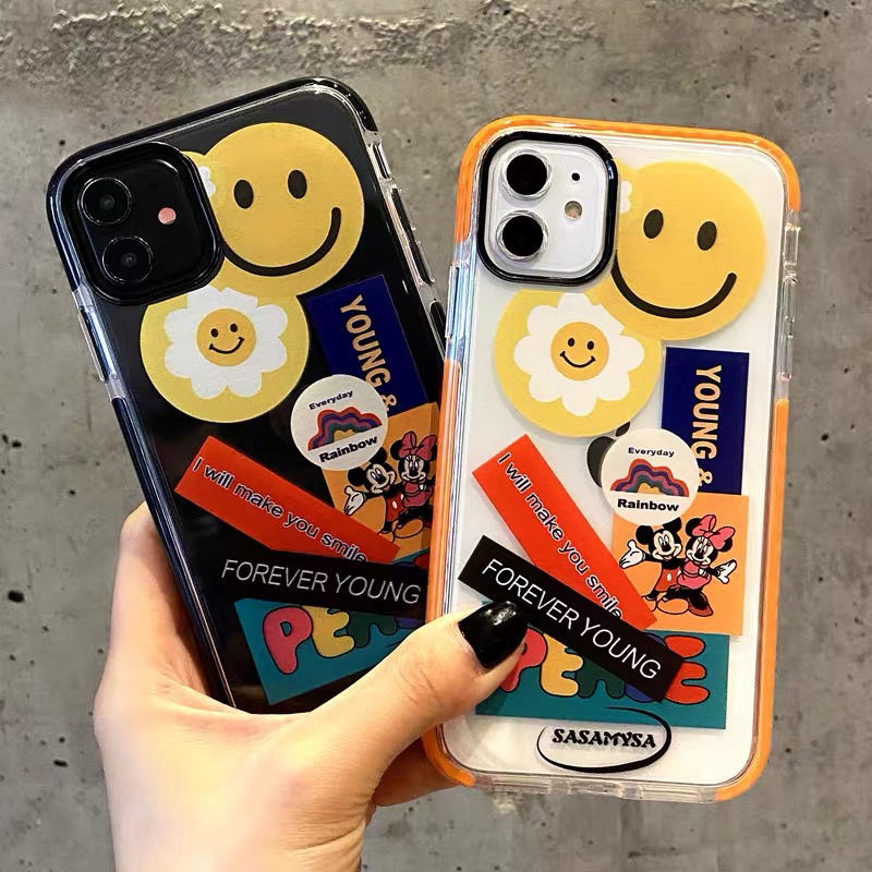 Smiley Pola IPhone 6 6 S Plus 7 8 Plus SE X XS XR X Max 11 11pro 11 Promax 12 12promax Smiley Silicone Ponsel Case Ks7ttt