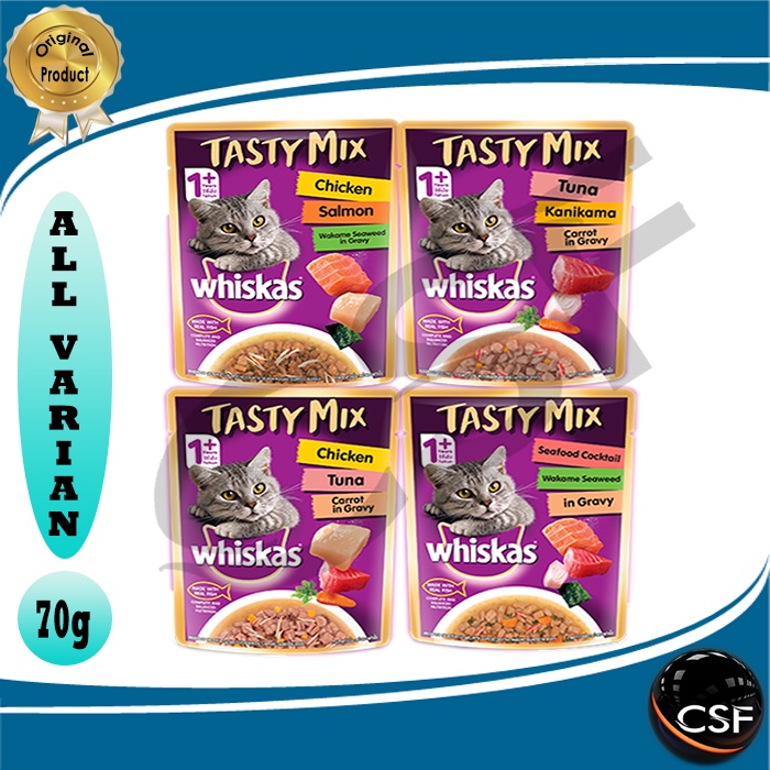 WHISKAS TASTY MIX 70g - All Varian / Makanan Kucing