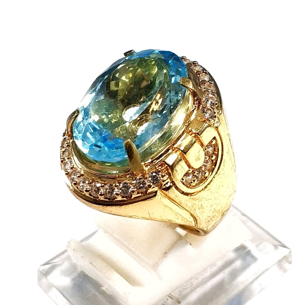 CINCIN PERMATA NATURAL TOPAZ BLUE SKY BIG SIZE