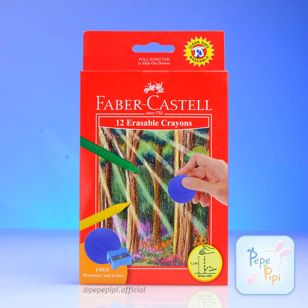 Erasable Crayons Faber Caltell 12 &amp; 24 Warna Crayon Bisa Dihapus Krayon Free Serutan &amp; Penghapus